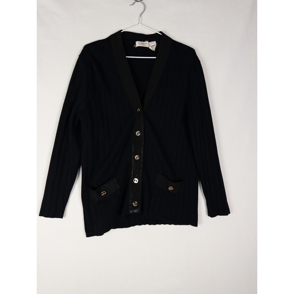 Saks Fifth‎ Avenue Cardigan Womens S Wool Blend Ribbed V Neck Grandma